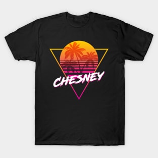 Chesney - Proud Name Retro 80s Sunset Aesthetic Design T-Shirt